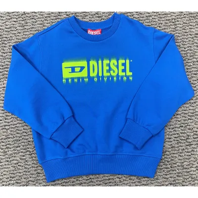 BLUE CREWNECK SWEATSHIRT GREEN DIESEL LOGO / J02040-KVAVF-K823