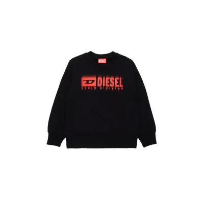 BLACK CREWNECK SWEATSHIRT RED DIESEL LOGO / J02040-KYAVK-K9002