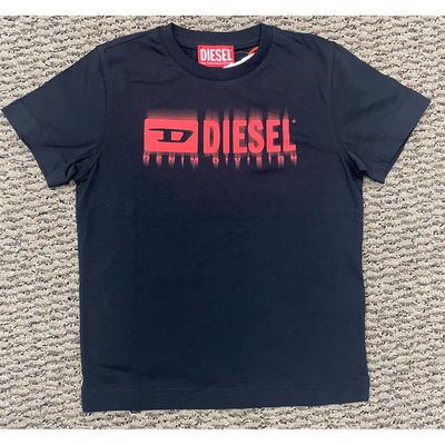 BLACK TSHIRT SHORT SLEEVE RED DIESEL LOGO / J02033-00Y19-K9002