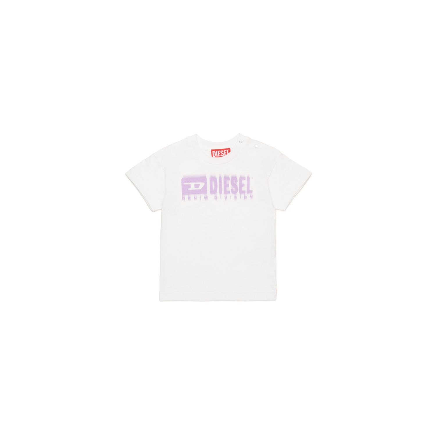 WHITE TSHIRT SHORT SLEEVE PURPLE LOGO / K00569-K100A
