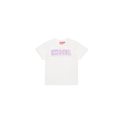 WHITE TSHIRT SHORT SLEEVE PURPLE LOGO / K00569-K100A