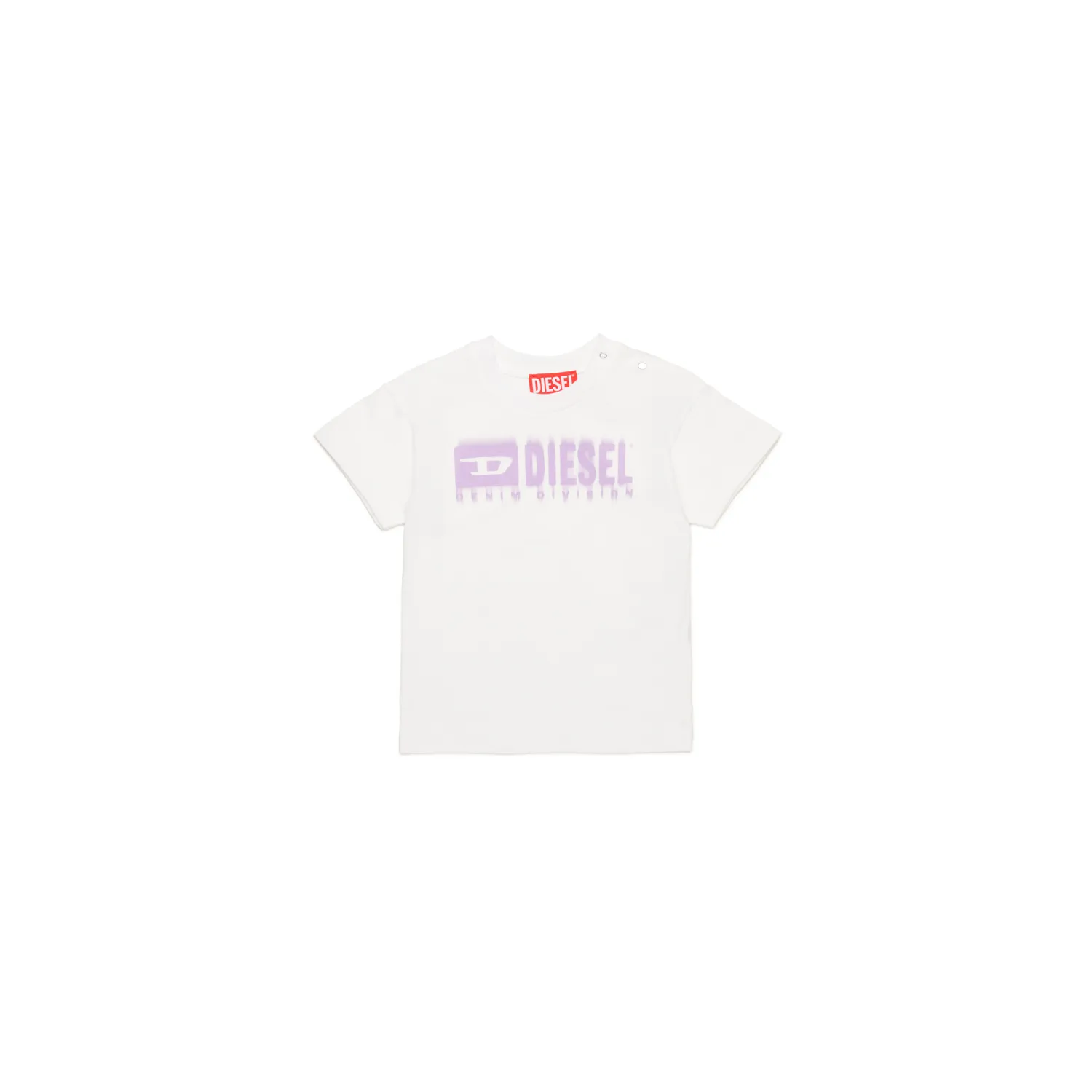 WHITE TSHIRT SHORT SLEEVE PURPLE LOGO / K00569-K100A