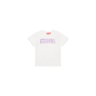 WHITE TSHIRT SHORT SLEEVE PURPLE LOGO / K00569-K100A
