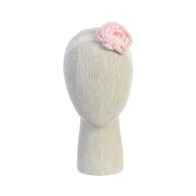DUSTY ROSE LACE HEADBAND STRETCH SATIN FLOWER / 127