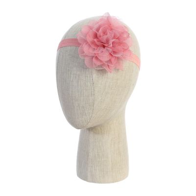 DUSTY ROSE STRETCH HEADBAND LARGE CHIFFON & TULLE FLOWER / 162