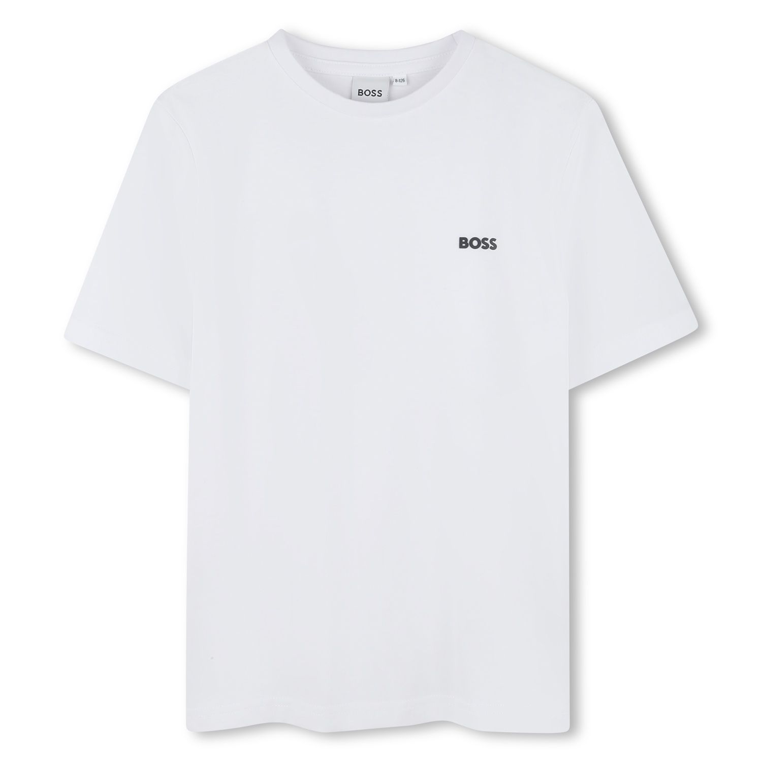 WHITE TSHIRT SHORT SLEEVE SMALL BOSS LOGO / J51619-10P