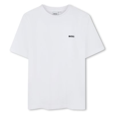 WHITE TSHIRT SHORT SLEEVE SMALL BOSS LOGO / J51619-10P