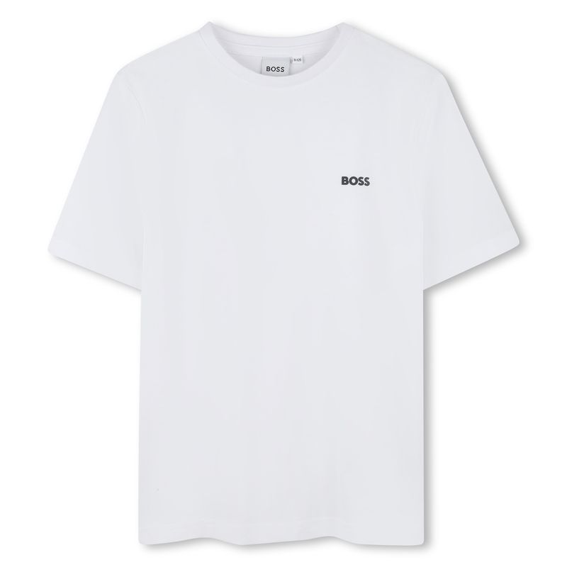 WHITE TSHIRT SHORT SLEEVE SMALL BOSS LOGO / J51619-10P