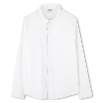 WHITE SHIRT LONG SLEEVE BUTTON PLACKET FRONT / J52010-10P