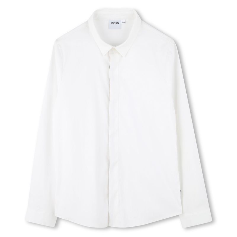 WHITE SHIRT LONG SLEEVE BUTTON PLACKET FRONT / J52010-10P