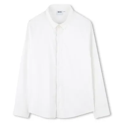 WHITE SHIRT LONG SLEEVE BUTTON PLACKET FRONT / J52010-10P