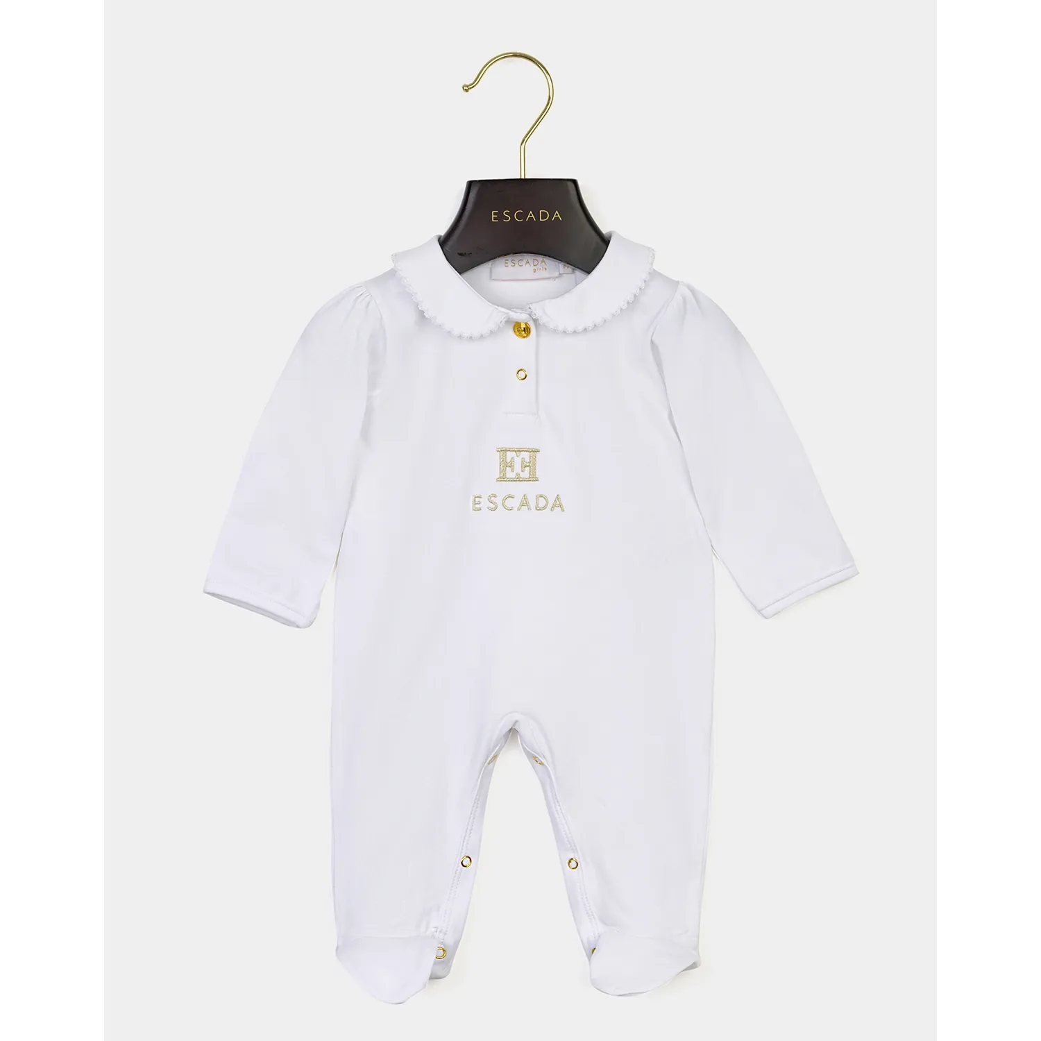 WHITE POLO FOOTIE WITH COLLAR & SMALL LOGO / 74217-001