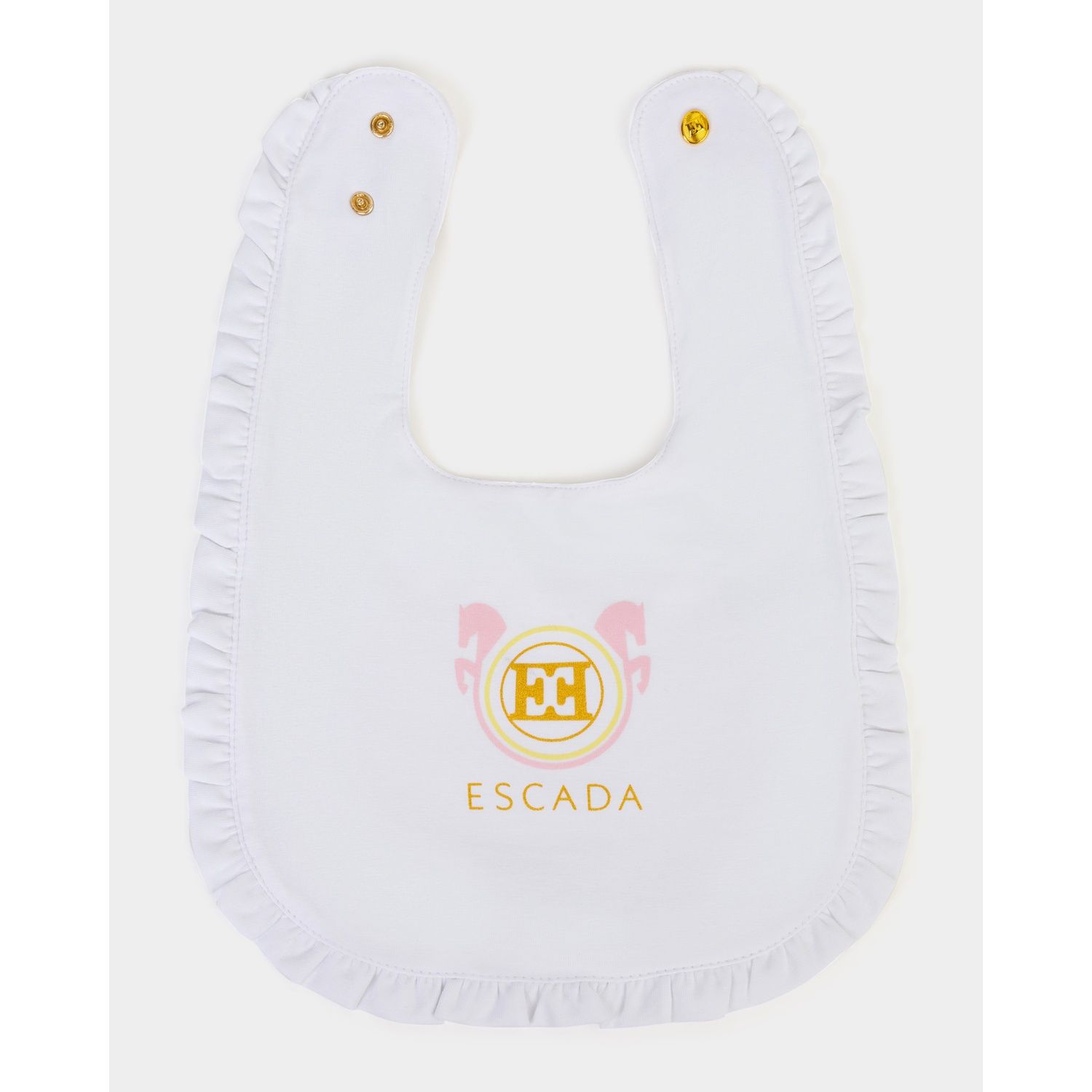 WHITE BIB RUFFLE TRIM WITH LOGO / 74221-001
