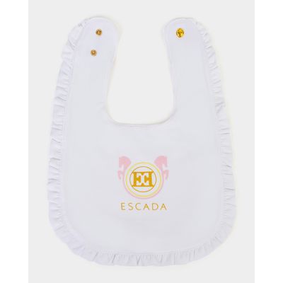 WHITE BIB RUFFLE TRIM WITH LOGO / 74221-001