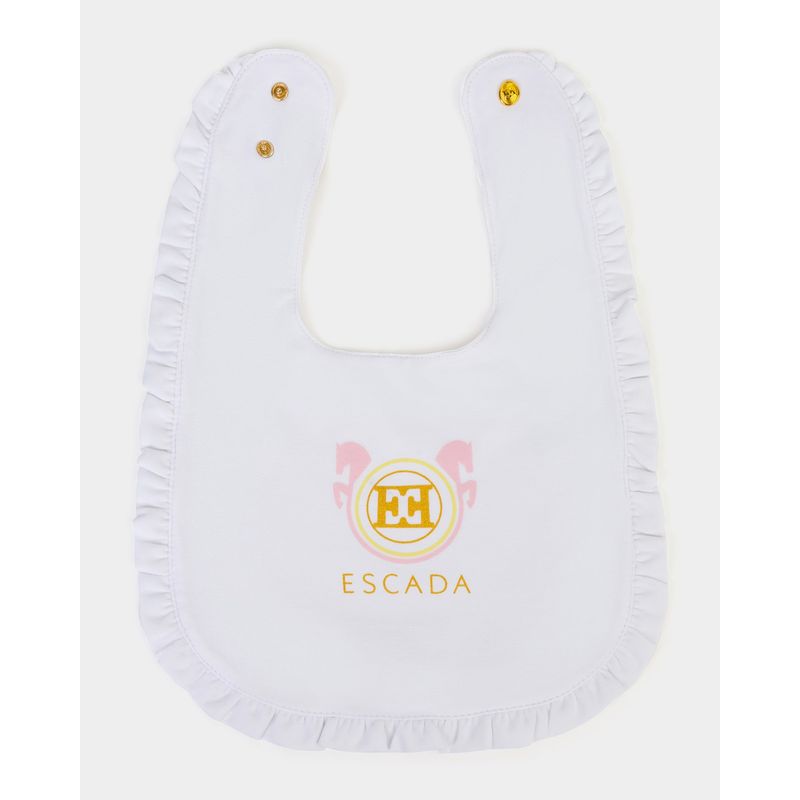 WHITE BIB RUFFLE TRIM WITH LOGO / 74221-001