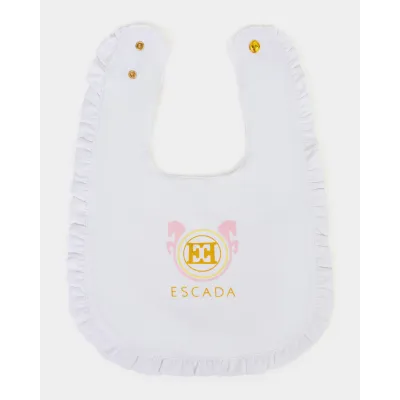 WHITE BIB RUFFLE TRIM WITH LOGO / 74221-001