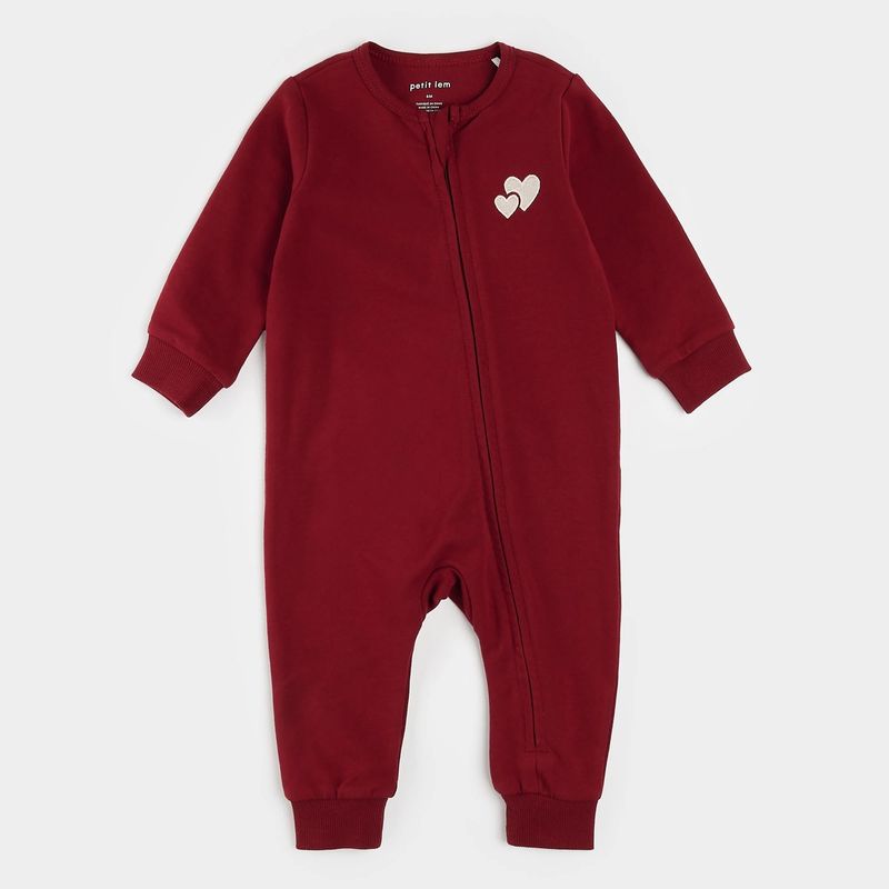 RED BURGUNDY ROMPER KNIT FRONT CLOSURE / 25SRW11N01B