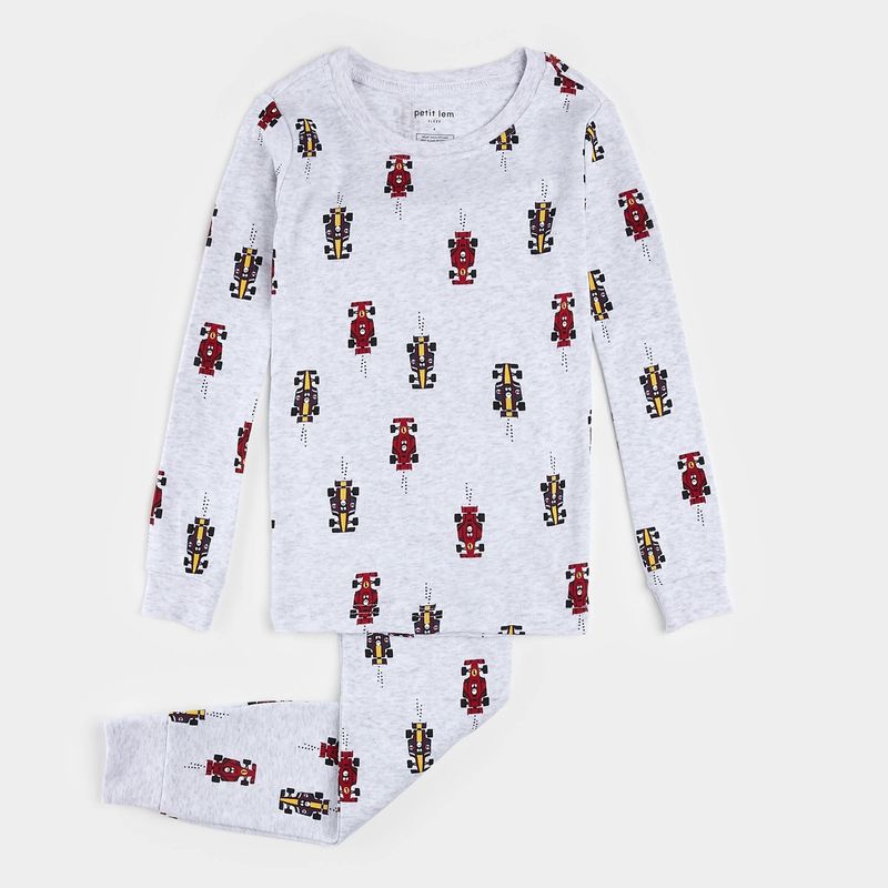 HEATHER GREY 2PC PYJAMA RACECAR PRINT / 25SRS15Q07K