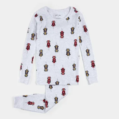 HEATHER GREY 2PC PYJAMA RACECAR PRINT / 25SRS15Q07K