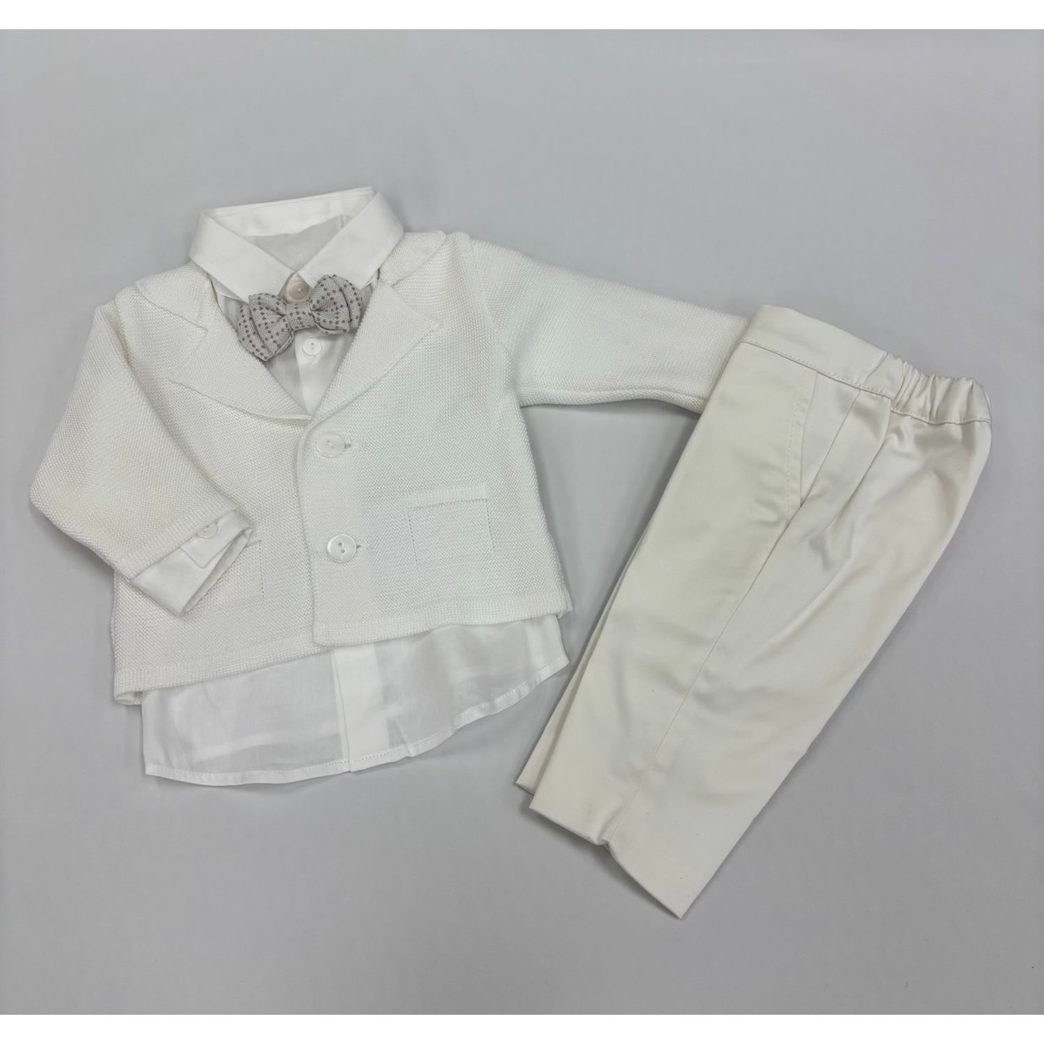 CREAM & WHITE 4PC PANT CARDIGAN SET / GA72160