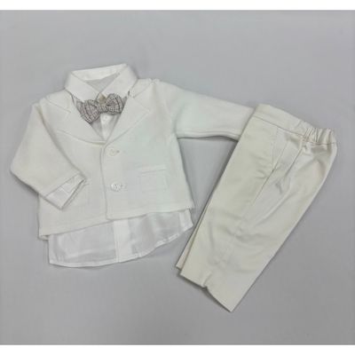 CREAM & WHITE 4PC PANT CARDIGAN SET / GA72160