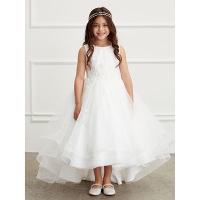 IVORY DRESS GLITTER BODICE LACE APPLIQUE ON TAIL SKIRT / 5814