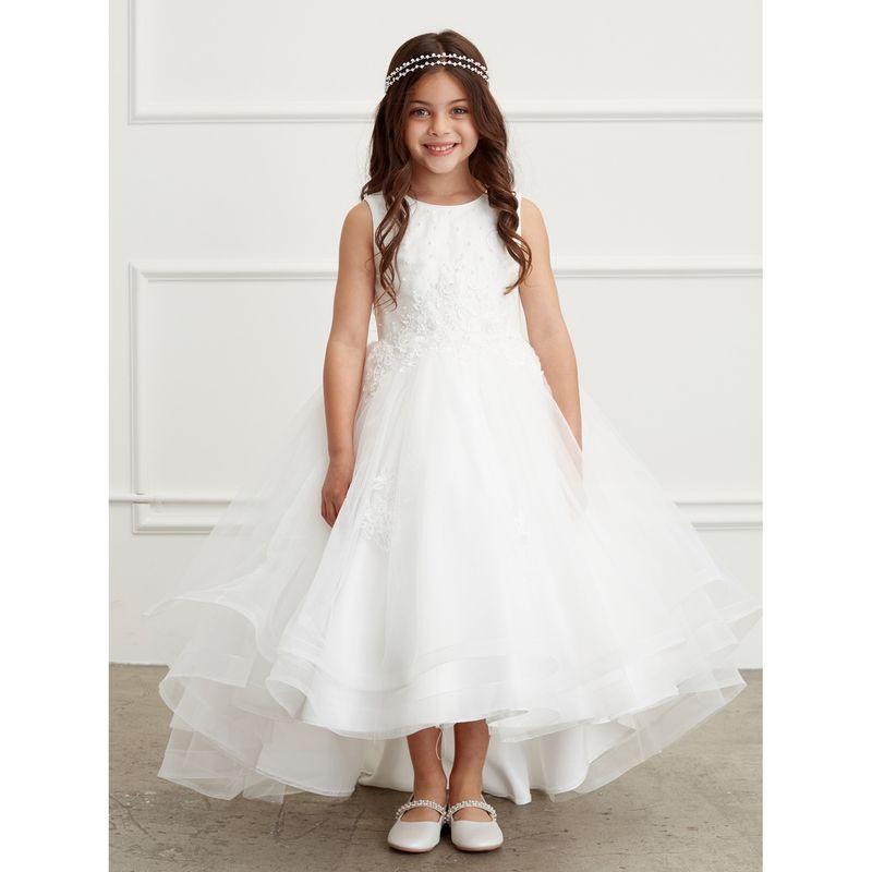 IVORY DRESS GLITTER BODICE LACE APPLIQUE ON TAIL SKIRT / 5814