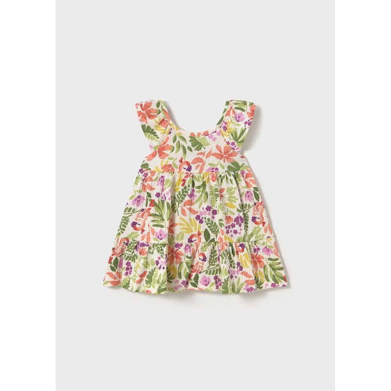 MULTI COLORED PRINTED HALTER DRESS PARROT & FLOWER PRINT / 1923-056