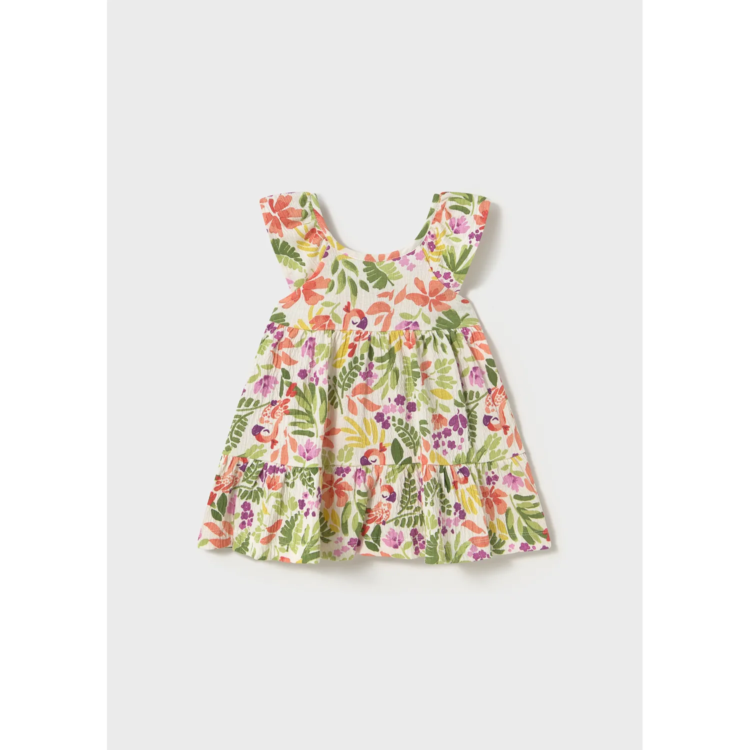 MULTI COLORED PRINTED HALTER DRESS PARROT & FLOWER PRINT / 1923-056