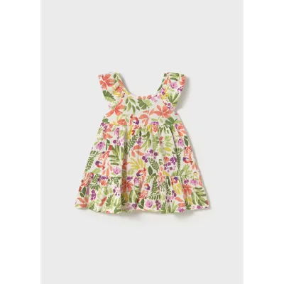 MULTI COLORED PRINTED HALTER DRESS PARROT & FLOWER PRINT / 1923-056