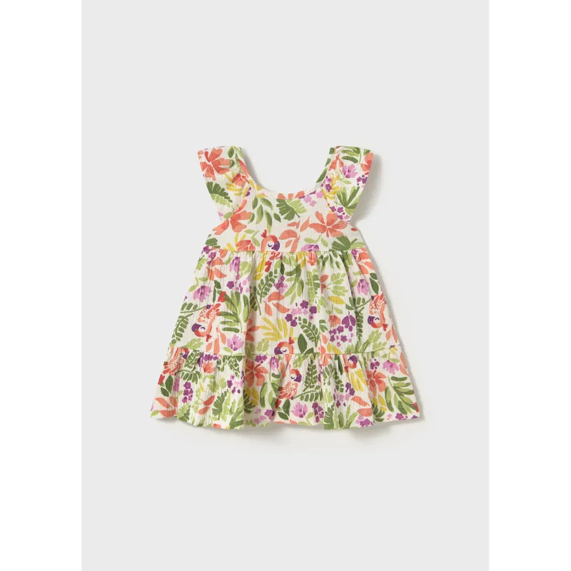 MULTI COLORED PRINTED HALTER DRESS PARROT & FLOWER PRINT / 1923-056