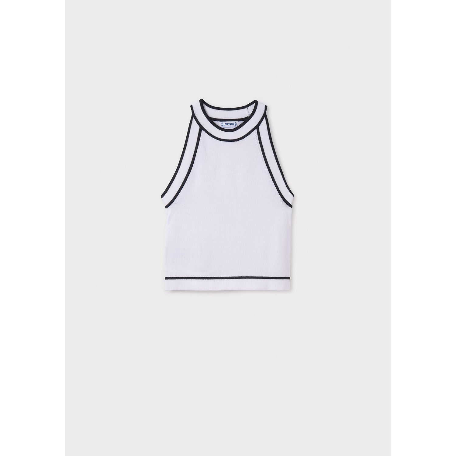 WHITE KINT TOP BLACK STRIPE TRIM SLEEVELESS / 6041-033