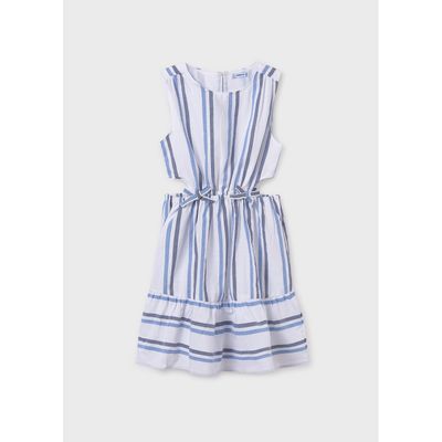 STRIPED BLUE & WHITE DRESS CUTOUT SIDES / 6982-062