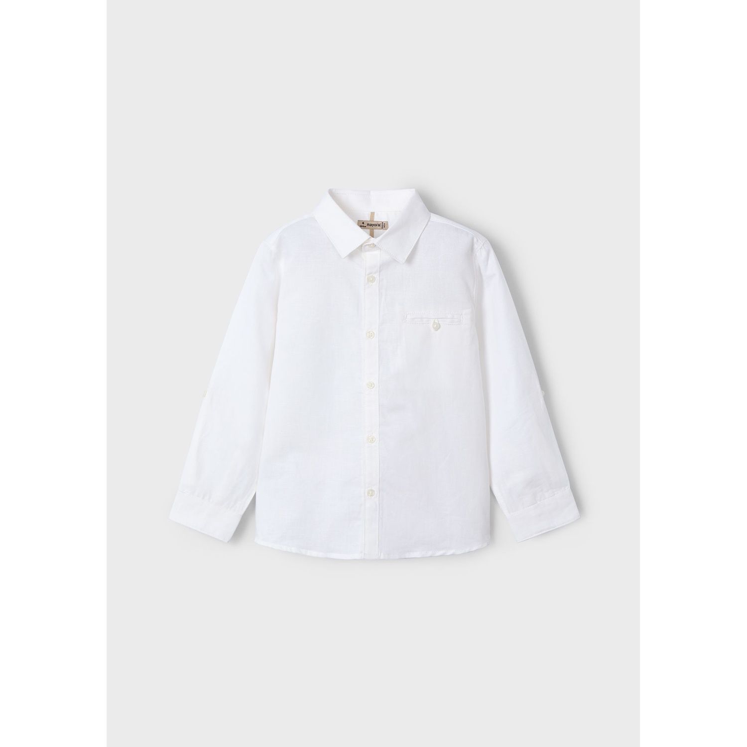WHITE LINEN SHIRT LONG SLEEVE / 3121-049