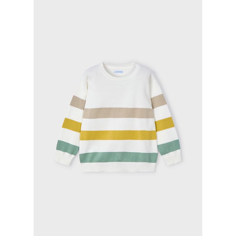 STRIPED SWEATER WHITE YELLOW & GREEN LONG SLEEVE / 3366-096