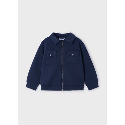 NAVY STRETCH CARDIGAN ZIP CLOSURE 2 POCKETS DRESSY / 3424-041