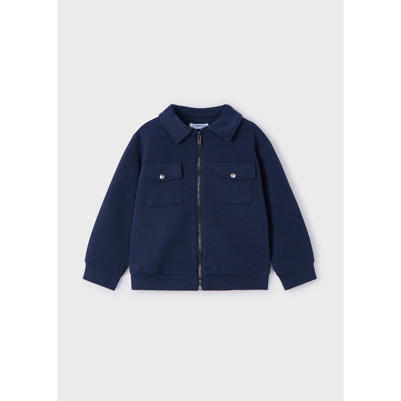 NAVY STRETCH CARDIGAN ZIP CLOSURE 2 POCKETS DRESSY / 3424-041