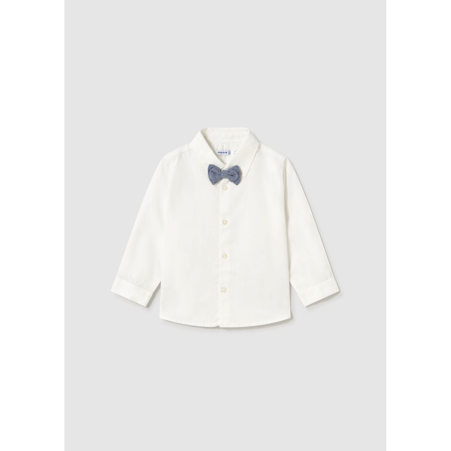 2PC CREAM SHIRT & BLUE BOW TIE LONG SLEEVE / 1113-088