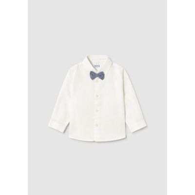 2PC CREAM SHIRT & BLUE BOW TIE LONG SLEEVE / 1113-088