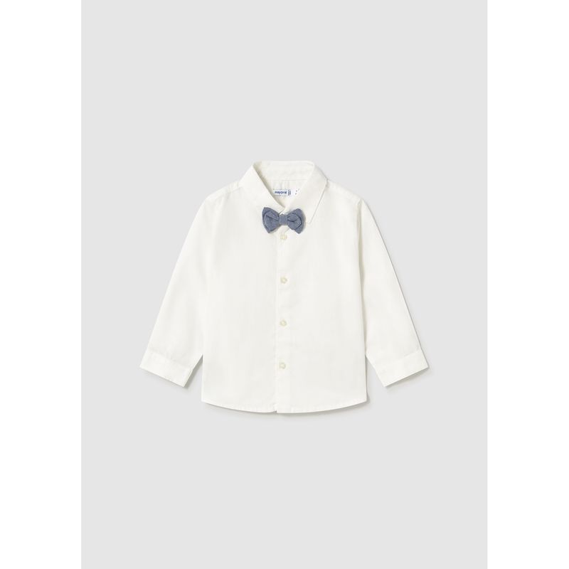 2PC CREAM SHIRT & BLUE BOW TIE LONG SLEEVE / 1113-088