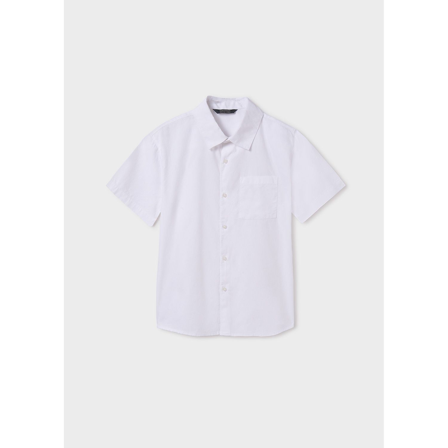 WHITE DRESS SHIRT SHORT SLEEVE RIBBED EFFECT / 6136-078