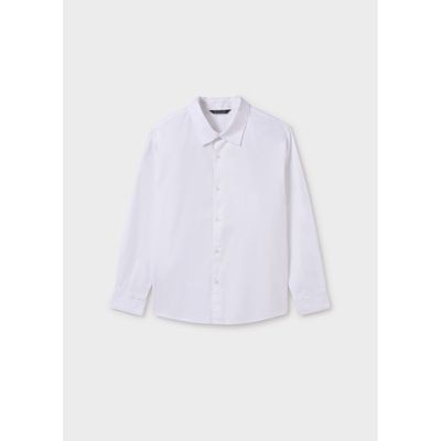 WHITE DRESS SHIRT LONG SLEEVE RIBBED EFFECT / 6140-078