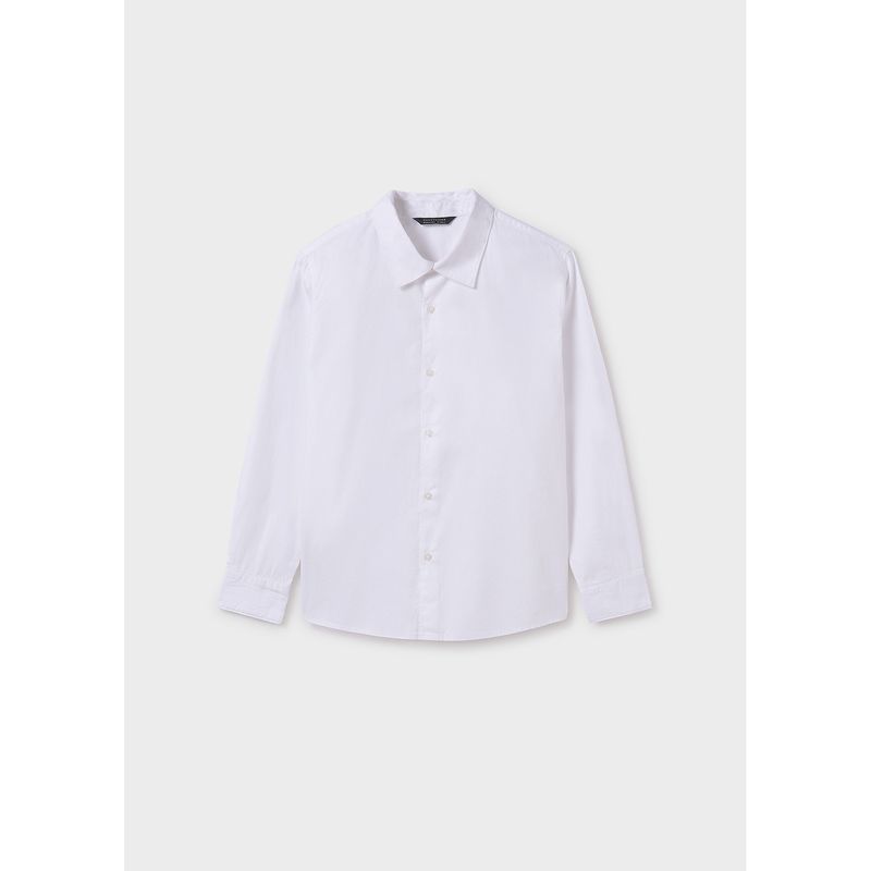 WHITE DRESS SHIRT LONG SLEEVE RIBBED EFFECT / 6140-078