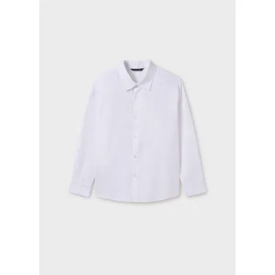 WHITE DRESS SHIRT LONG SLEEVE RIBBED EFFECT / 6140-078