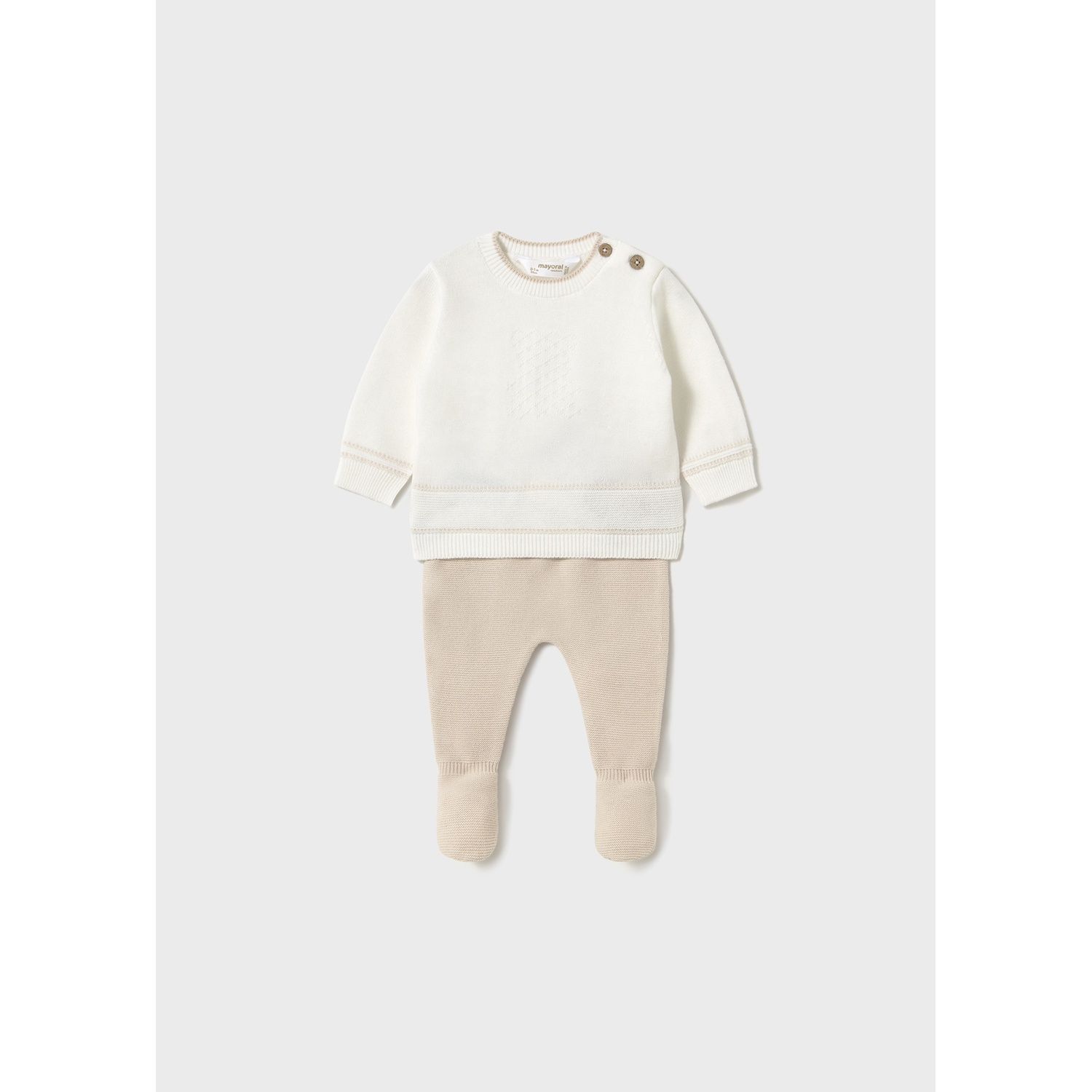 2PC CREAM & BEIGE KNIT LEG WARMER SET / 1556-016