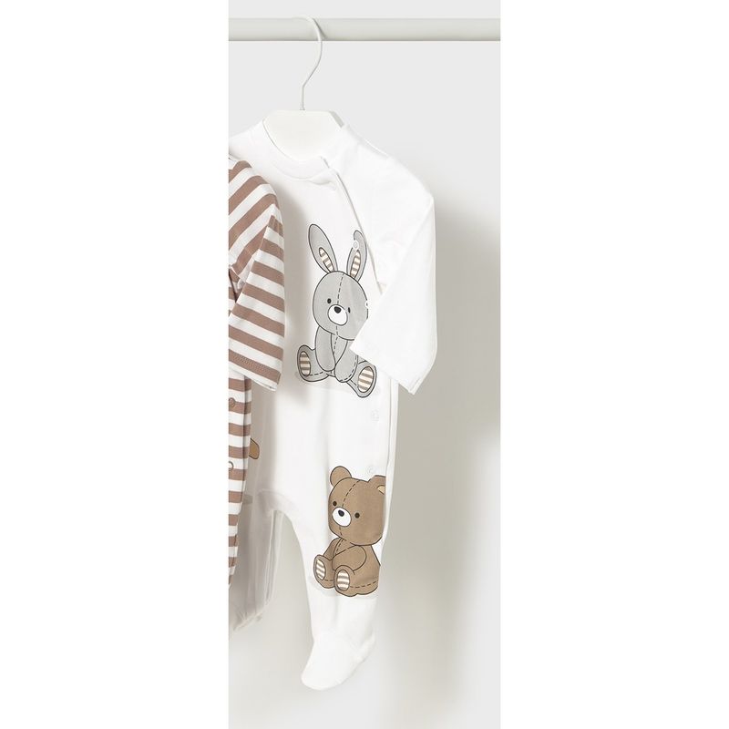 A OFF WHITE SLEEPER BUNY & BEAR PRINT SIDECLOSURE / 1709-015
