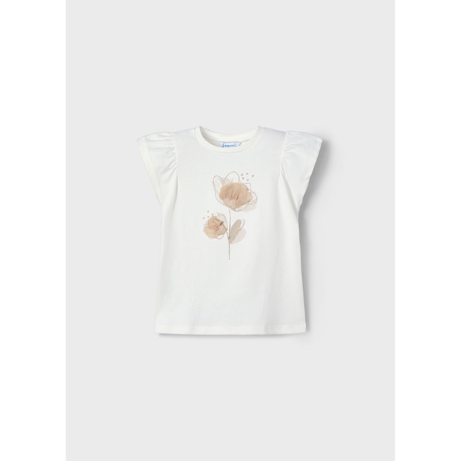 OFF WHITE TSHIRT ROWN FLOWER PRINT SLEEVELESS / 3002-053