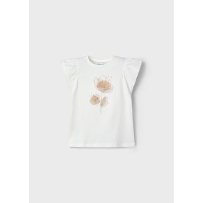 OFF WHITE TSHIRT ROWN FLOWER PRINT SLEEVELESS / 3002-053