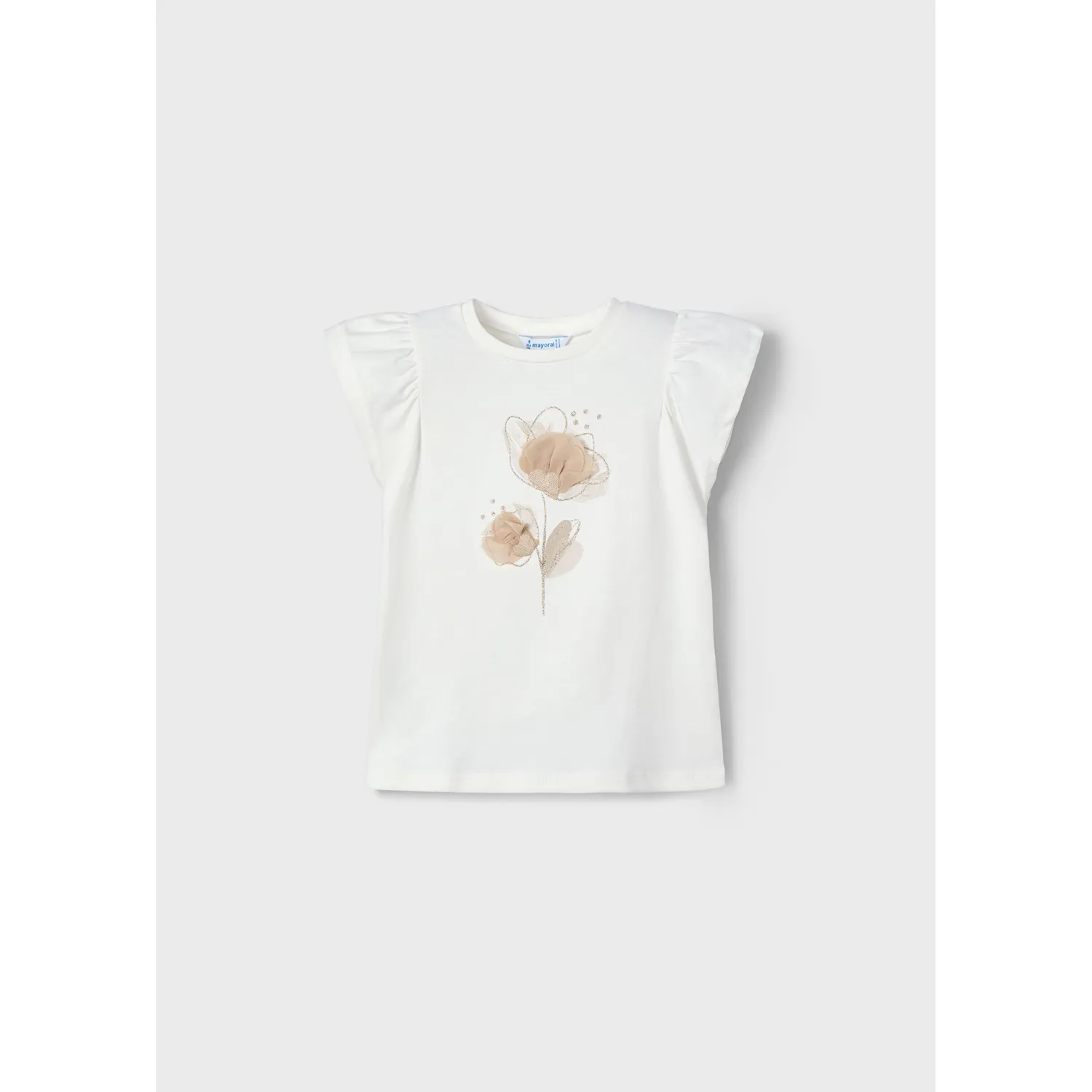 OFF WHITE TSHIRT ROWN FLOWER PRINT SLEEVELESS / 3002-053