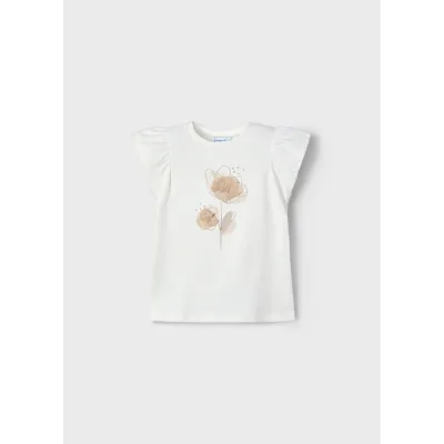 OFF WHITE TSHIRT ROWN FLOWER PRINT SLEEVELESS / 3002-053